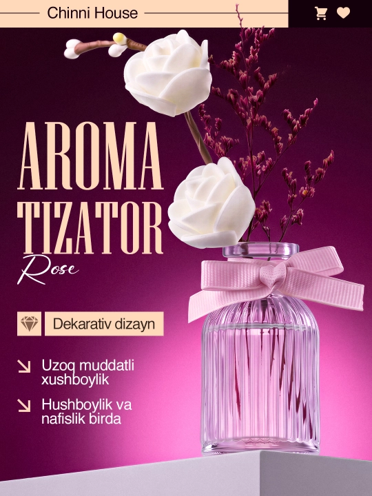 Декоративный ароматизатор диффузор с палочками, 4 аромата - 