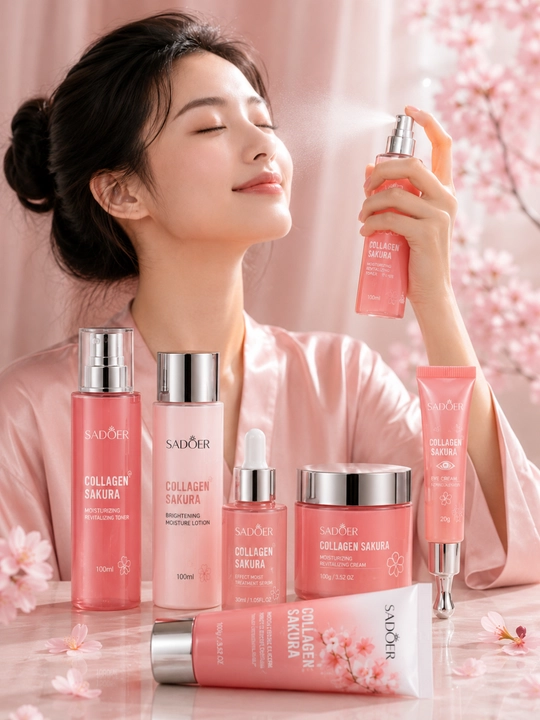 Sadoer Collagen Sakura набор для ухода за лицом 6 предметов с коллагеном