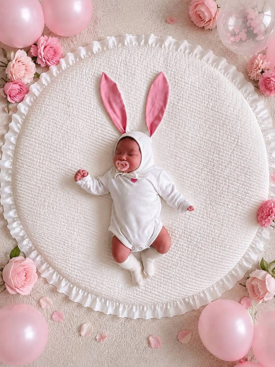 Quloqli bodi,  uzun yengli bodi,  chaqaloqlar uchun kiyim, fotosessiya uchun - 