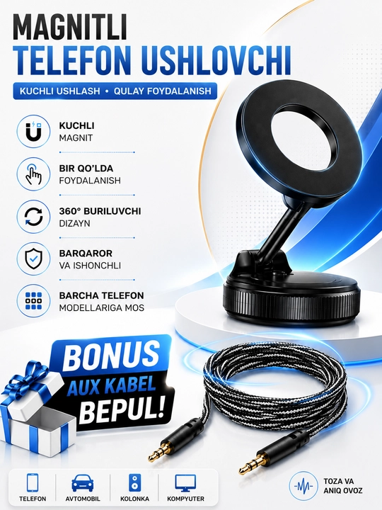 Avtomobil uchun K007-magnit vakuumli telefon ushlagichi Magsafe bilan, 360 darajali - 
