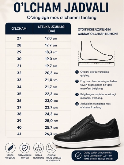 Maktab tufli o‘g‘il bolalar uchun , sliponli, ekocharmdan tikilgan, 27-41-o‘lchamlar
