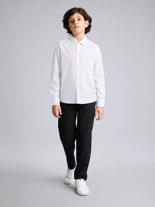 Рубашка для мальчика Slim Fit с длинным рукавом, школьная форма, 7-14 лет - 