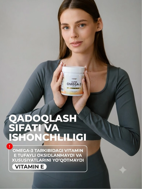 Omega 3 baliq yog'i 1WIN 900 mg, EPA DHA, immunitet, yurak va miya uchun kapsulalar