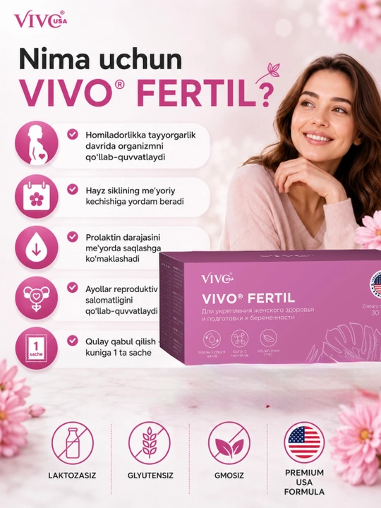 "VIVO FERTIL" Ayollar uchun vitamin-mineral kompleksi