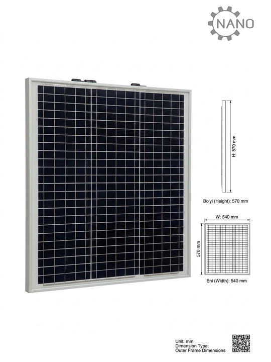 Солнечная панель Greensun Solar GSM-50W, 50 Вт (В комплекте 2 штуки)