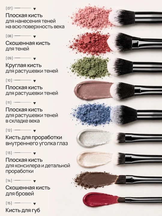 Набор кистей для макияжа 15 штук, профессиональный комплект кистей в чехле для косметики
