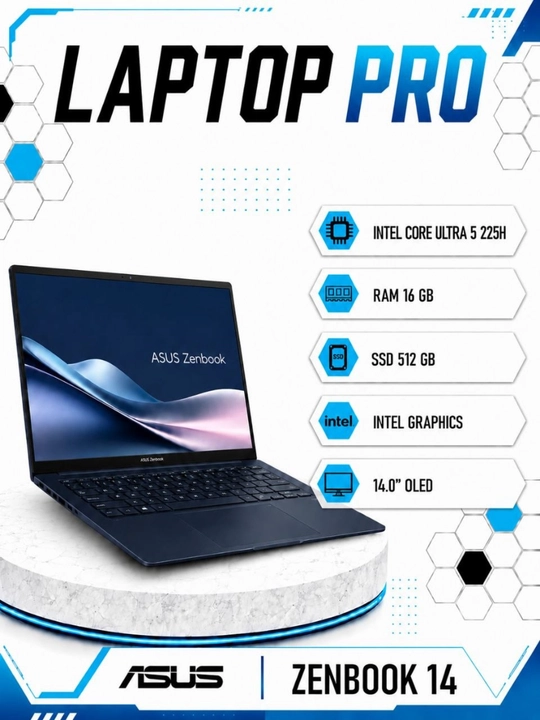 Ноутбук ASUS Zenbook 14 Intel® Core™ Ultra 5 225H RAM 16GB SSD 512GB 14.0″OLED - 