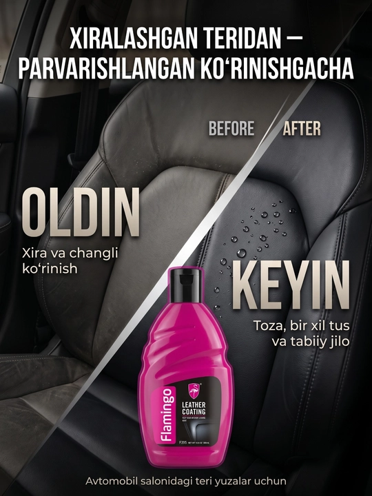 Flamingo Leather Coating — средство для ухода и защиты кожаного салона автомобиля, 300 мл
