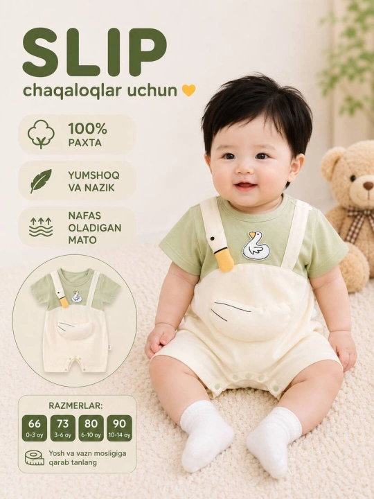 Slip chaqaloq va bolalar uchun,  yumshoq, o’g’il va qiz bolalar uchun, fotosessiyaga mos - 