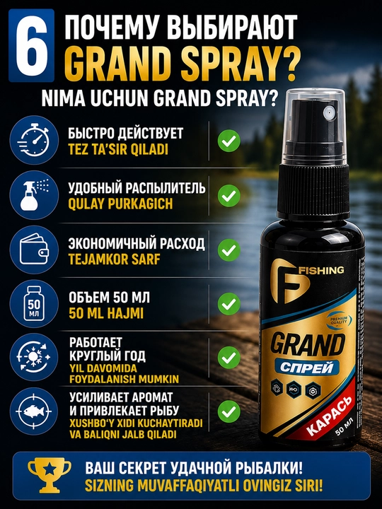 Аттрактант-спрей Flagman Grand 50 мл для рыбалки