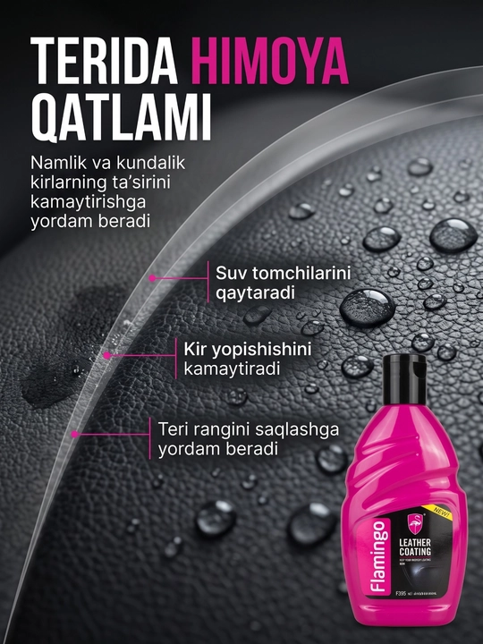 Flamingo Leather Coating — средство для ухода и защиты кожаного салона автомобиля, 300 мл
