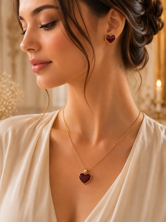 Fashion Jewelry Premium – аyollar uchun marjon va sirg'alar to'plami - 