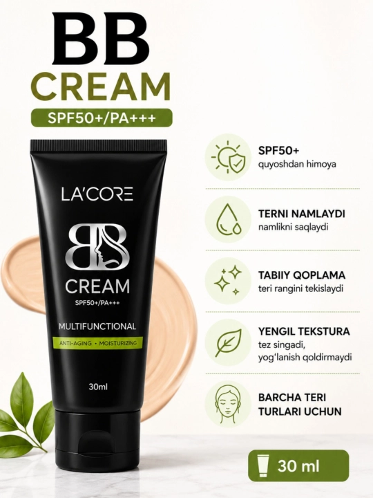 BB крем SPF50+, солнцезащитный крем, увлажняющий, натуральное покрытие, 30 мл - 
