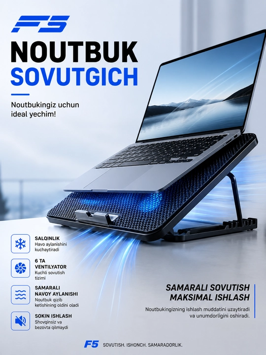 Noutbuk va planshet uchun sovutish yostiqchasi, sovutgich, buklanadigan ventilyator