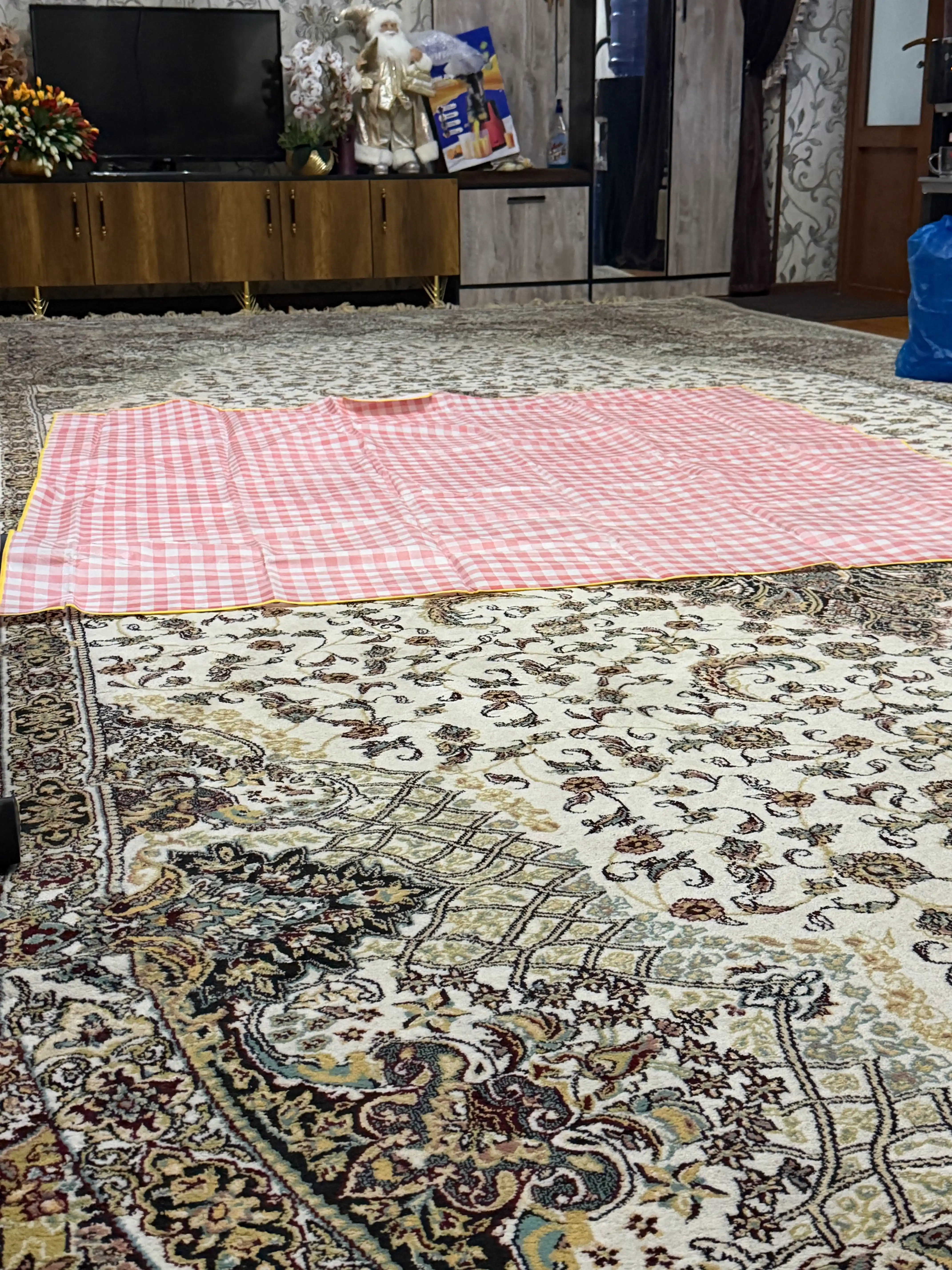 Piknik va plyaj uchun yig‘iladigan gilamcha, tutqichli sayohat to‘shamasi, 200×200 sm