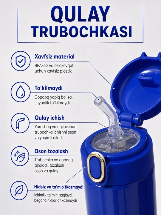Termos, 400 ml, o'g'il bolalar uchun, maktab uchun zanglamaydigan po'latdan termos