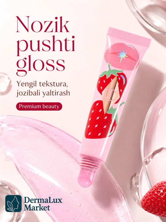 Charlotte Tilbury Unreal Lips, Juicylicious Strawberry Vanilla lab uchun yaltiroq moyi