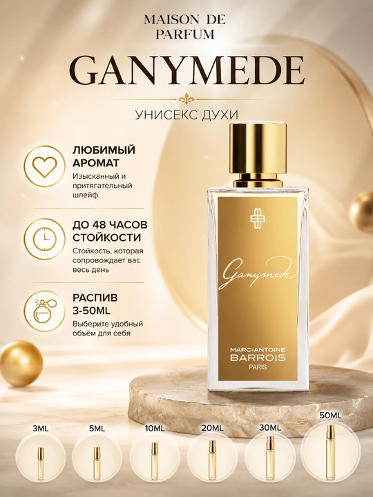 Uniseks atir Ganymede, Ayollar va Erkaklar uchun atir, raspiv,3 ml,5 ml,10 ml,20 ml,30ml - 