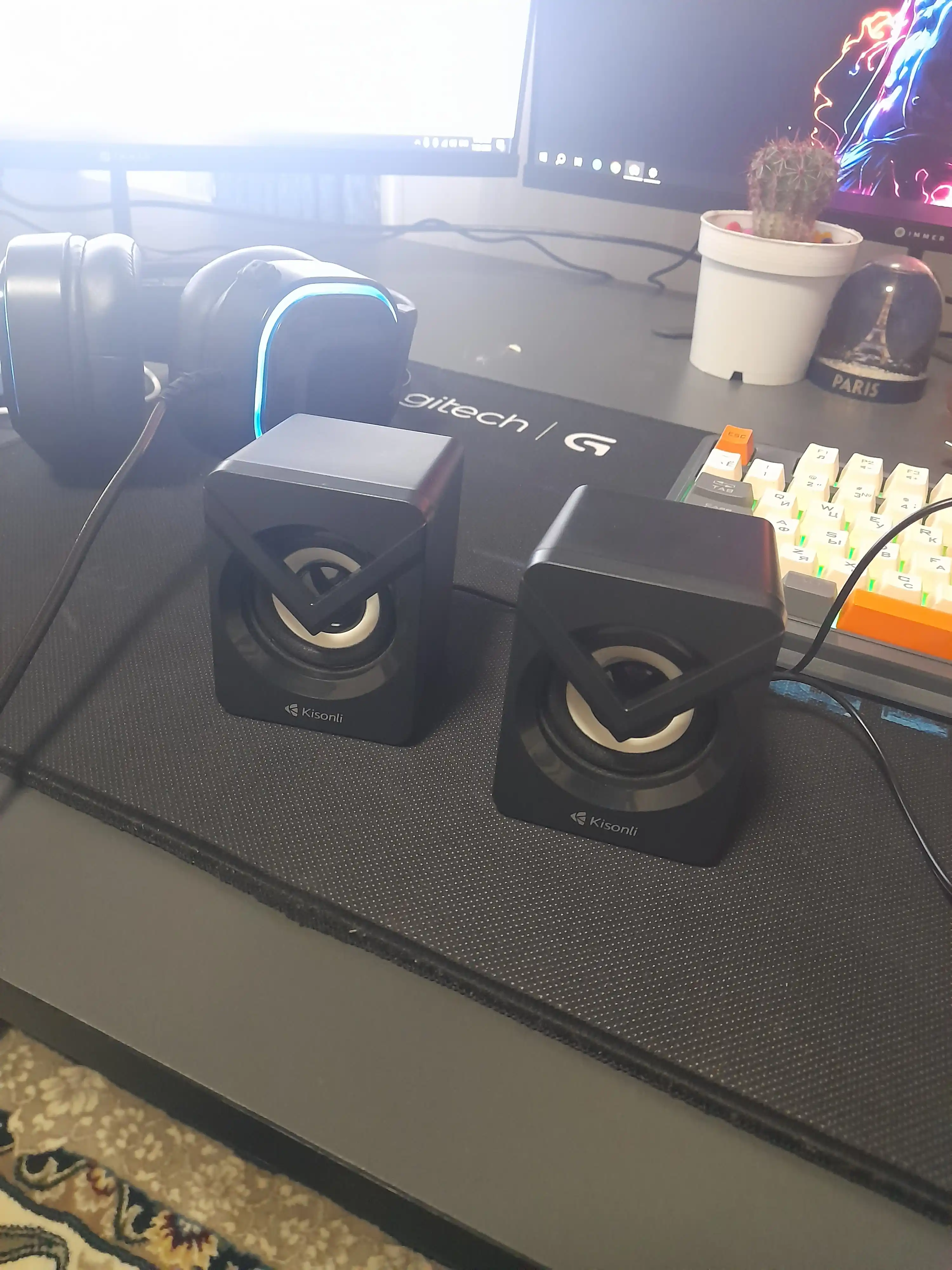 Колонки для компьютера Kisonli L-1040 5 Вт, 2.0, питание от USB, RGB подсветка