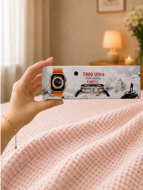 Смарт часы T800 Ultra с Bluetooth звонками, мониторингом здоровья, IP67, оранжевый ремешок