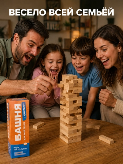 Stol o'yini Jenga (Jengo) - yog'och minora, oila va do'stlar uchun o'yinlar, 3+