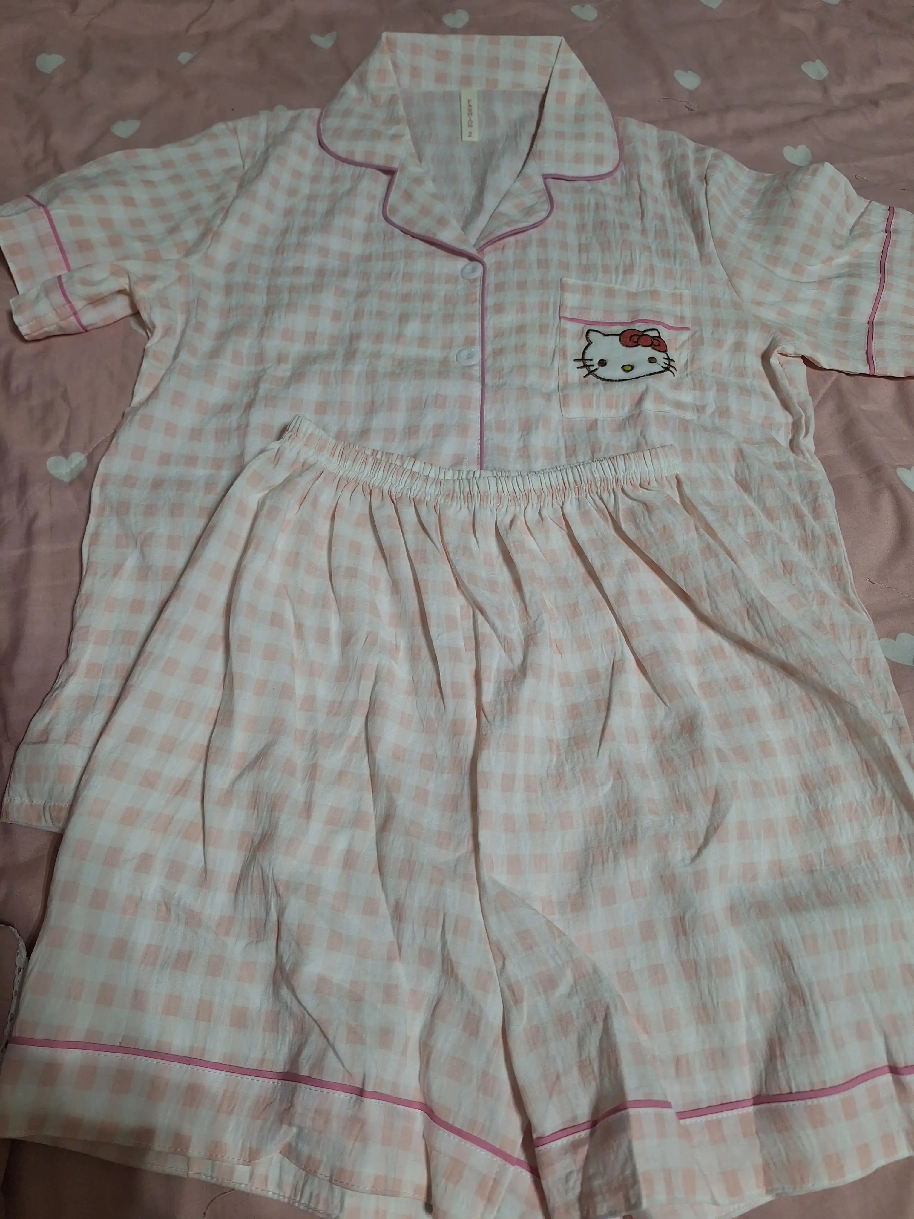 Ayollar yozgi pijamasi, komplekt, paxta, ko‘ylak va shorti, 9 tur, M-XL