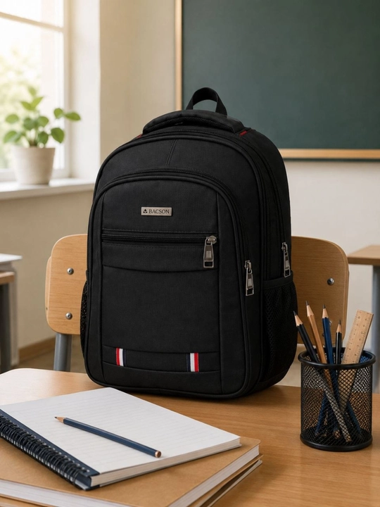 Qora premium maktab ryukzagi, suv o'tkazmaydigan material, yengil va mustahkam dizayn