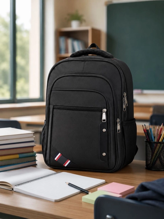 Qora premium maktab ryukzagi, suv o'tkazmaydigan material, yengil va mustahkam dizayn
