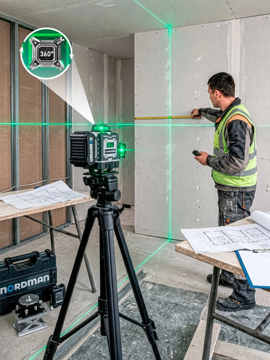 Лазерный уровень, 360 градус со штативом 4D