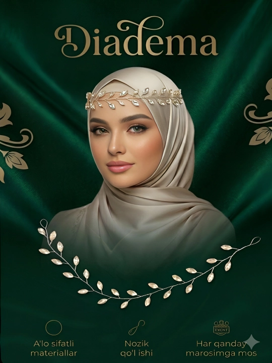 Nafis diadema, soch uchun aksessuar, kelinlar va qizlar uchun diadema