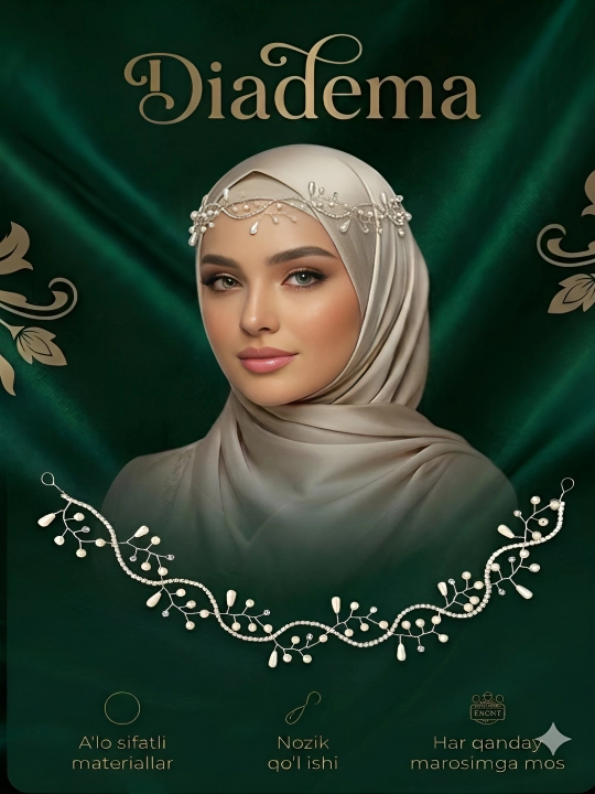 Nafis diadema, soch uchun aksessuar, kelinlar va qizlar uchun diadema