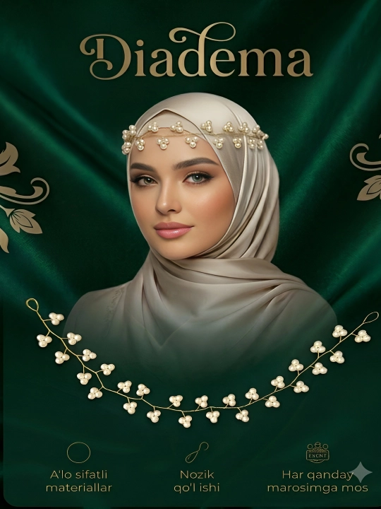 Nafis diadema, soch uchun aksessuar, kelinlar va qizlar uchun diadema