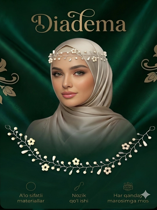 Nafis diadema, soch uchun aksessuar, kelinlar va qizlar uchun diadema