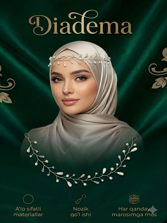 Nafis diadema, soch uchun aksessuar, kelinlar va qizlar uchun diadema