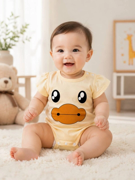 Chaqaloqlar uchun qisqa yengli bodi sariq rang