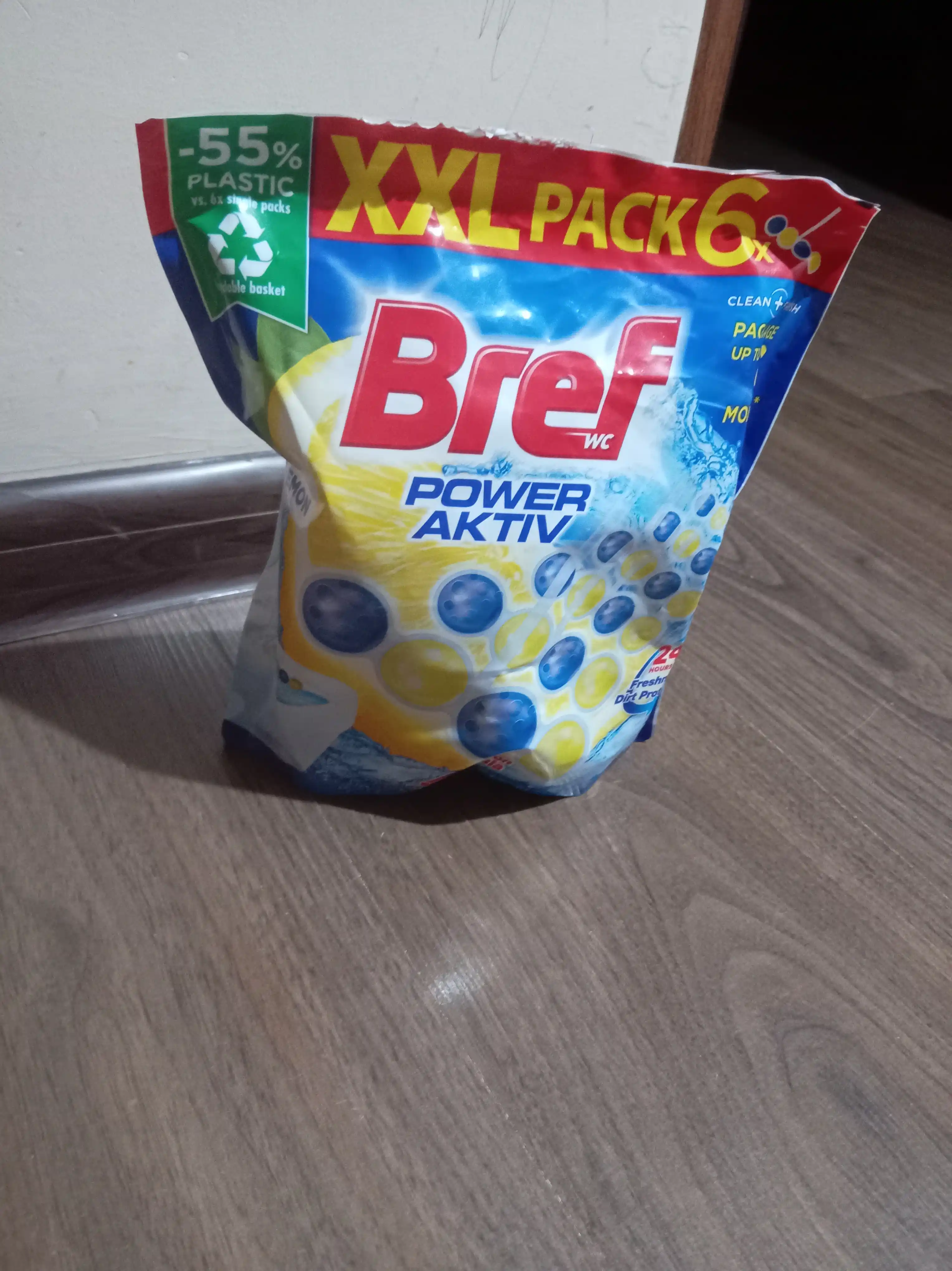 Bref Power Active Лимонная свежесть, туалетный блок, чистящее средство для туалета, 6x50 г