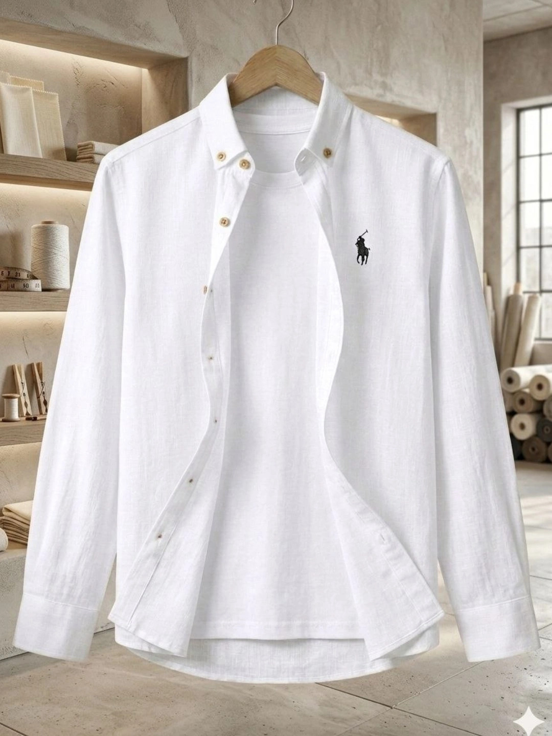 Erkaklar uchun Lion Classic Linen Casual zig‘ir tolali ko‘ylagi - 