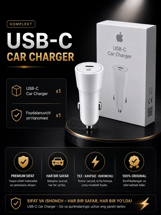Avtomobil uchun USB zaryadlovchi — iPhone / Samsung