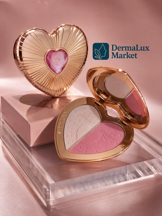 Beauty Soulmates yuz uchun rumyana, Ikki rangli blush palitra Charlotte Tilbury Love Blush
