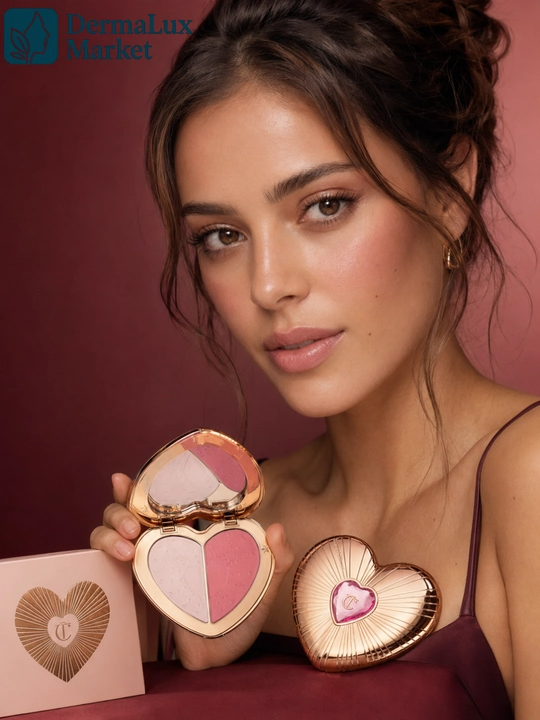Beauty Soulmates yuz uchun rumyana, Ikki rangli blush palitra Charlotte Tilbury Love Blush
