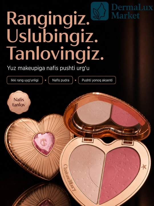 Beauty Soulmates yuz uchun rumyana, Ikki rangli blush palitra Charlotte Tilbury Love Blush - 