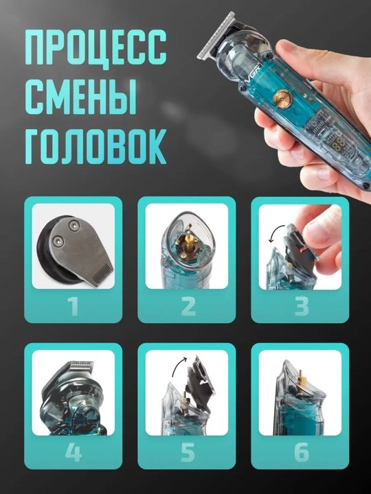 VGR Professional Trimmer – Soch olish mashinka, soqol va burun mashinka to'plami, VGR 107