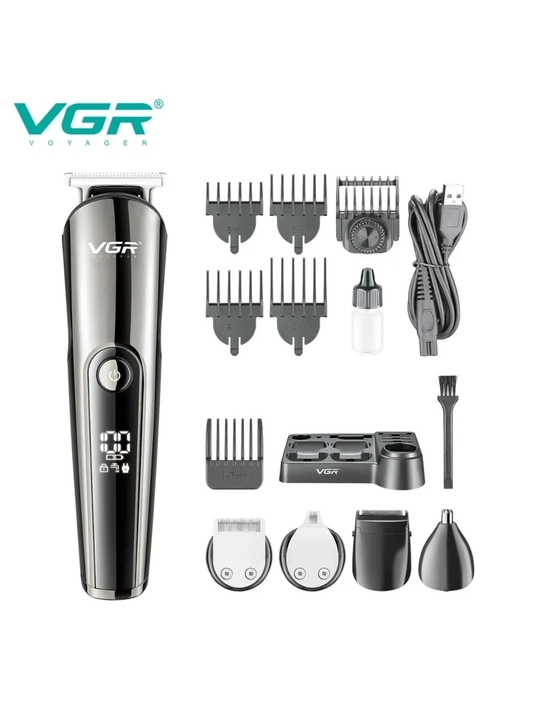 VGR Professional Trimmer – Soch olish mashinka, soqol va burun mashinka to'plami, VGR 107