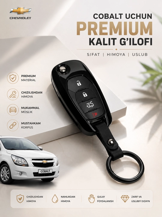 Чехол для ключа Chevrolet Cobalt Металл, Карбон, Силикон - 