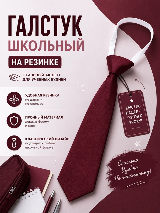 Галстук детский, школьный, для девочек и мальчиков - 