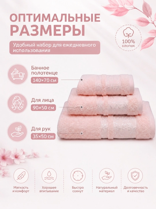 Sochiqlar to'plami 3 tasi 1 da, hammom, yuz va soch uchun, yumshoq va mayin