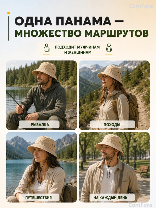 Панама мужская, панама женская, головной убор, водоотталкивающая, для рыбалки, для походов