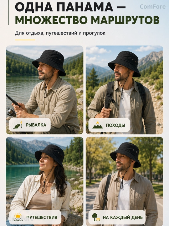 Панама мужская, панама женская, головной убор, водоотталкивающая, для рыбалки, для походов