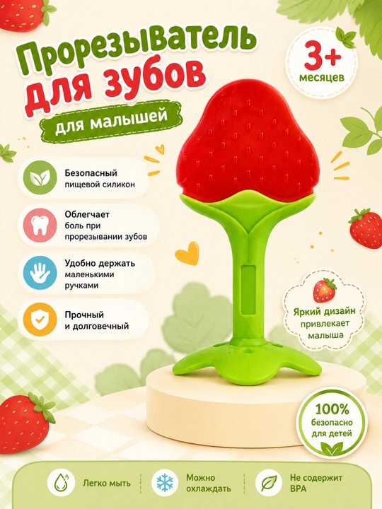 Прорезыватель для зубов детский силиконовый, грызунок для малышей - 