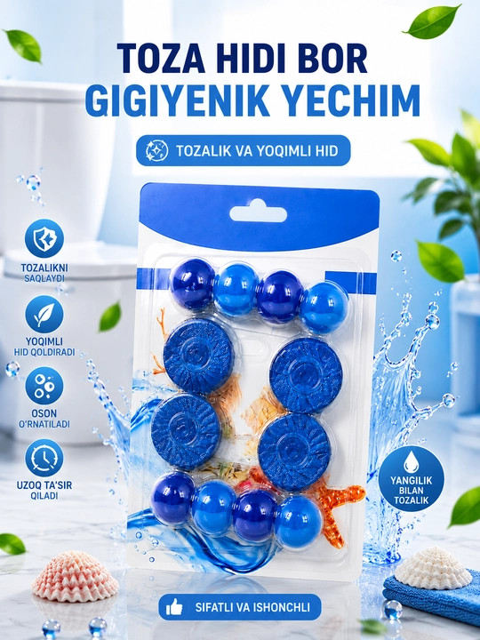 Vanna va hojatxona uchun vositalar— tozalik va yoqimsiz hidlarga qarshi samarali himoya - 